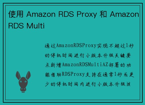 使用 Amazon RDS Proxy 和 Amazon RDS Multi